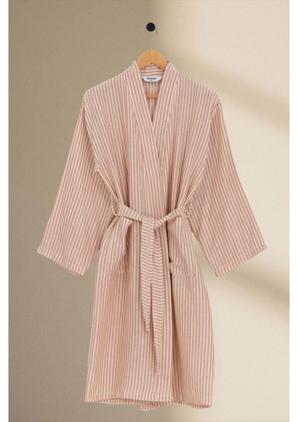 Moods Çizgili Müslin Kimono Sabahlık