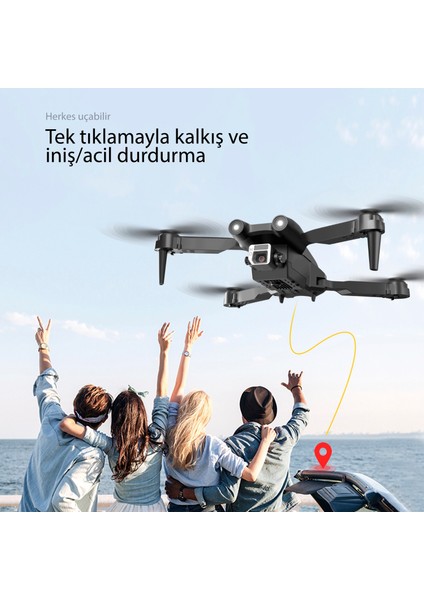 S76 Drone Fırçasız Motor 2 Batarya ile 30 Dakika Uçuş Süresi Hd 720P Çift Kameralı Taşıma Çantalı