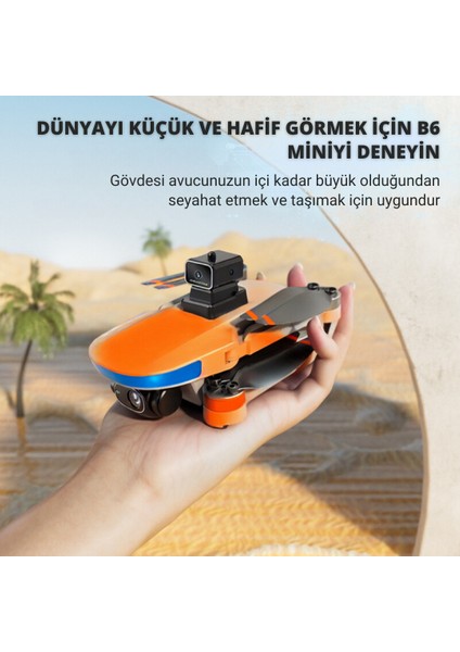 B6 Mini Drone  2 Batarya ile 30 Dakika Uçuş Beni Takip Et Modu Gps 1080P Hd Çift Kamera 5g Wı-Fı Gimbal Kamera Engelden Kaçınma Modu