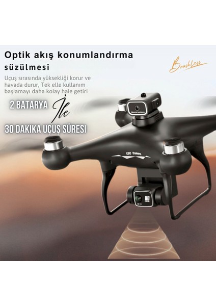 S116 Max Drone Fırçasız Motor 2 Batarya ile 30 Dakika Uçuş 1080P Hd Çift Kamera Engelden Kaçınma Modu