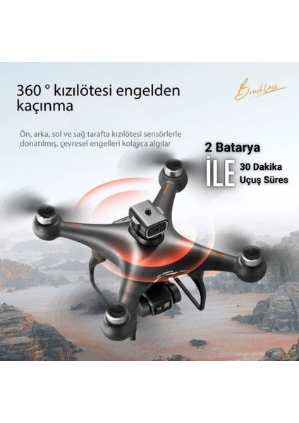 S116 Max Drone Fırçasız Motor 2 Batarya ile 30 Dakika Uçuş 1080P Hd Çift Kamera Engelden Kaçınma Modu