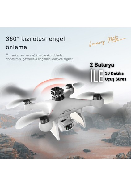 S116 Max Drone Fırçasız Motor 2 Batarya ile 30 Dakika Uçuş 1080P Hd Çift Kamera Engelden Kaçınma Modu