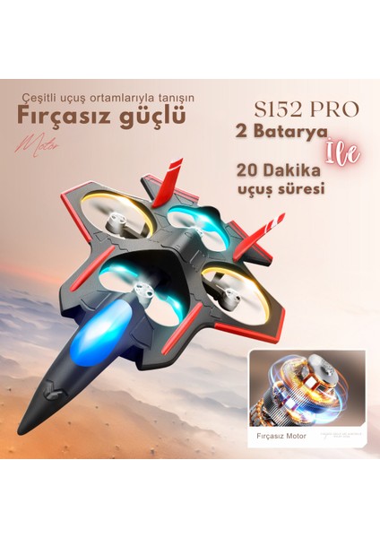 S152 Drone Fırçasız Motor 2 Batarya Ile 20 Dakika Uçuş 720P Hd Kamera Işıklı Drone fırsatları