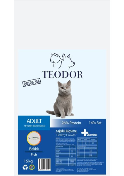 Balıklı %26 Protein Yetişkin Kedi Maması 15kg