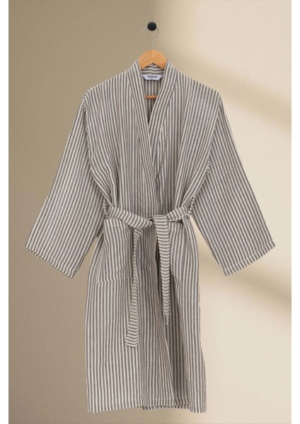 Moods Çizgili Müslin Kimono Sabahlık