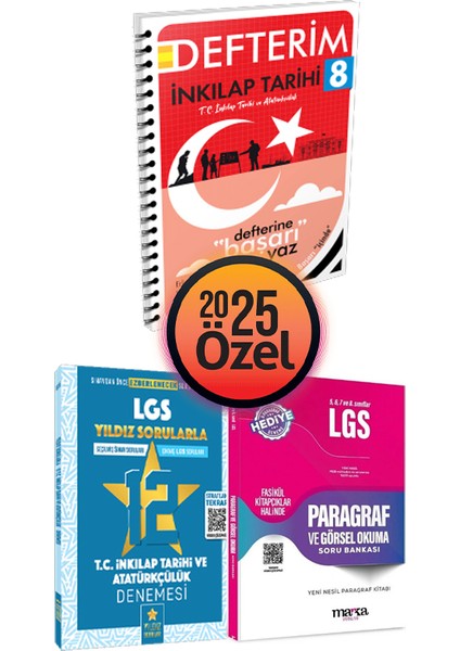 Marka Yayınları LGS Paragraf Soru Bankası - Yıldız İnkılap Deneme - Arı İnkılap Tarihi Defterim