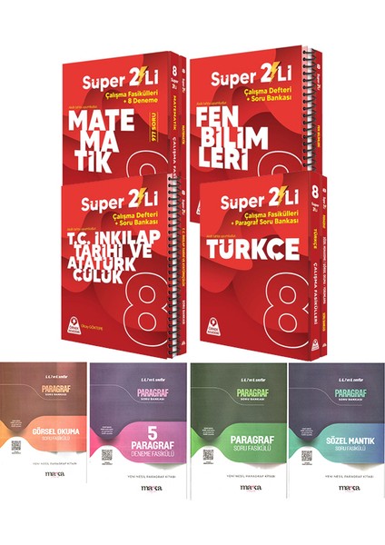 Marka Yayınları 2025 LGS Paragraf Soru Fasikülüleri - Örnek Akademi Matematik Süper 2'li Set - Türkçe Süper 2'li Set 8'li Set