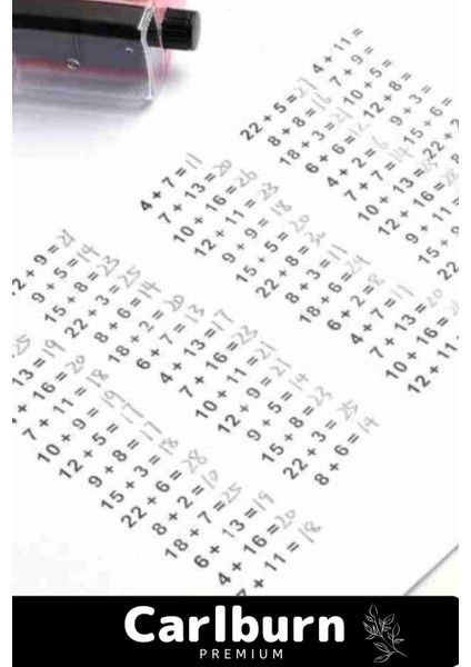 Özel Üretim Mürekkepli Test Alıştırma Matematik Çocuk Okul Toplama Işlemi Alıştırma Test Kaşesi