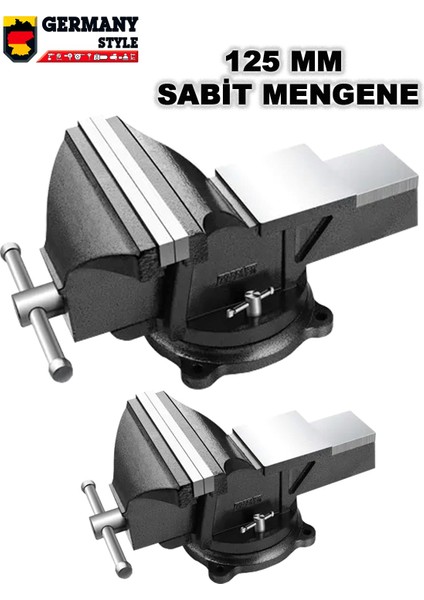Premium Black 125MM 5" Dövme Çelik Sabit Tezgah Masa Mengenesi