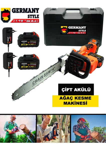 99973VFX Çift Akülü Dal Ağaç Bıçkı Kesme Motoru Testere Makinesi Bakır Sargı