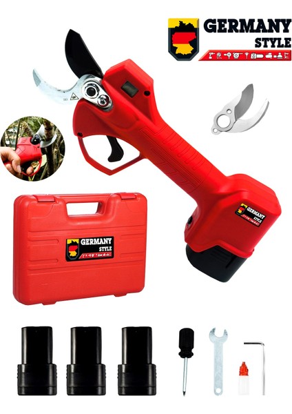 3 Akülü 16.8 V 2.6 Ah Dal Budama Makası 32 mm Yedek Bıçak Hediyeli