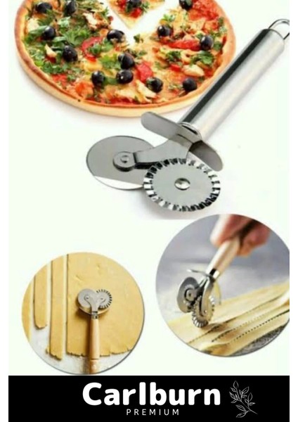 Premium Paslanmaz Çelik Dayanıklı Duvara Asılabilir Süper Keskin Çift Başlıklı Pizza Hamur Bıçağı modelleri