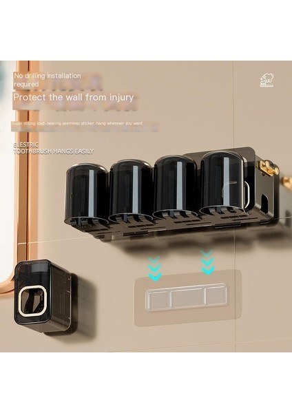 Duvara Monte Gargara Kabı Diş Fırçası Tutucu Seti Çok Fonksiyonlu Diş Fırçası Tutucusu (Yurt Dışından)