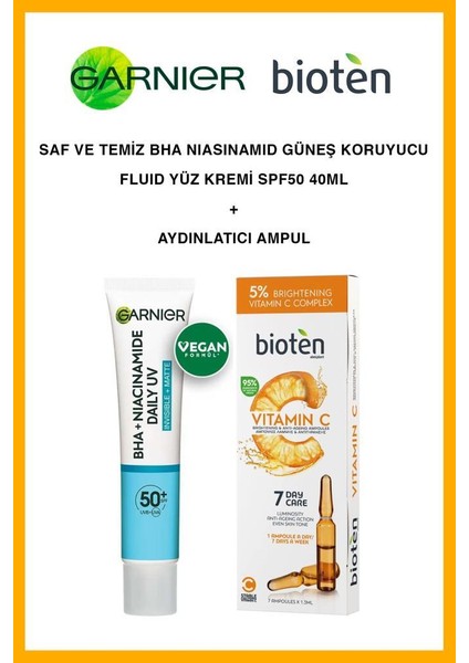 Bha Niasinamid Güneş Koruyucu Bioten Leke Karşıtı Bakım Ampulü Güneş Seti