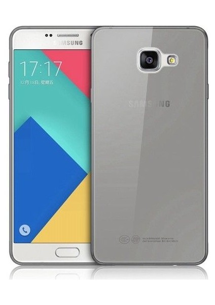Samsung Galaxy C7 (C7000) Kılıf Soft Silikon Şeffaf-Siyah Arka Kapak