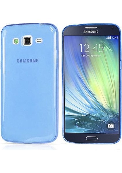 Samsung Galaxy A5 (A500) Kılıf Soft Silikon Şeffaf-Mavi Arka Kapak