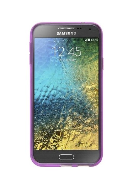 Samsung Galaxy E5 (E500) Kılıf Soft Silikon Şeffaf-Pembe Arka Kapak