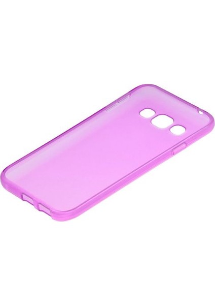 Samsung Galaxy E5 (E500) Kılıf Soft Silikon Şeffaf-Pembe Arka Kapak