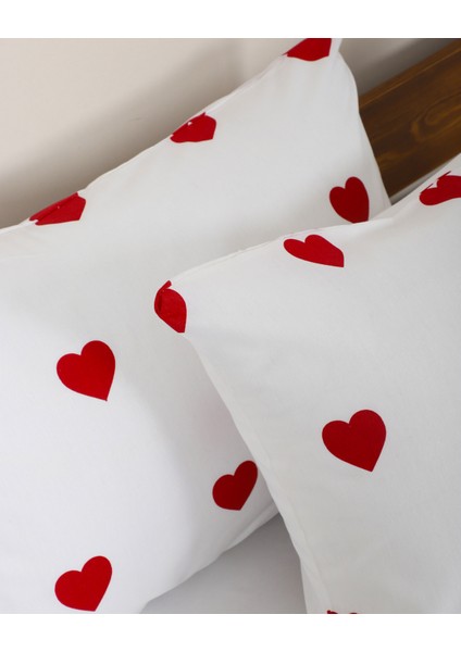 2li Yastık Kılıfı 50*70 cm Kırmızı Kalpli Yastık Kılıfı