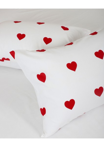 2li Yastık Kılıfı 50*70 cm Kırmızı Kalpli Yastık Kılıfı