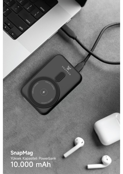 10.000 Mah Magsafe 20W Pd Hızlı Şarj 1x Type-C 1x USB Powerbank Iphone 11 12 13 14 15 16 Uyumlu SNP-3004