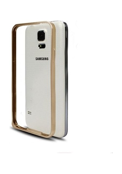 Samsung G900 S5 0,7 mm Metal Bumper Çerçeve Kılıf Gold