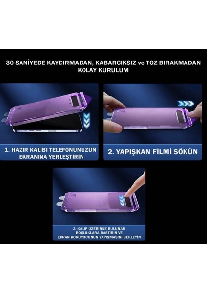 Apple iPhone 16 Pro Max Uyumlu Ekran Koruyucu Takma Aparatlı Kolay Kurulum