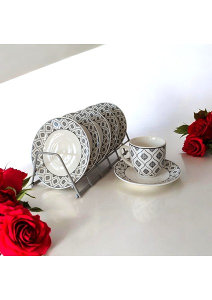 Fincan Tabaklığı-Kahve Fincan Askısı- 6 Bölmeli Metal Fincan Düzenleyici