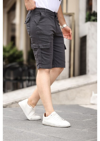 Slim Fit None Denim Yandan Cepli Esnek Kumaş Erkek Jean Kargo Şort