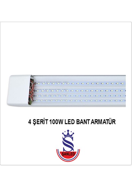 100W 120 Cm Kristal Yatay LED Bant Armatür-Trafolu Beyaz Işık