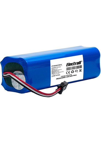 Proscenic Lds M8 Pro Uyumlu Batarya (ULTRA YÜKSEK KAPASİTE) 6400MAH Pil Robot Süpürge Batarya Değişimi modelleri