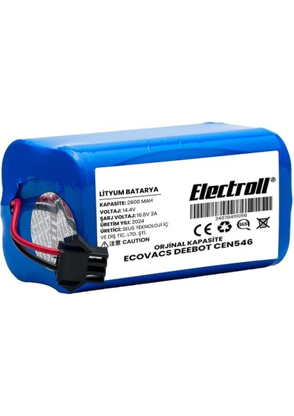 Ecovacs Deebot CEN546 Uyumlu Batarya (Orjinal Kapasite) 2600MAH Pil Robot Süpürge Batarya Değişimi modelleri