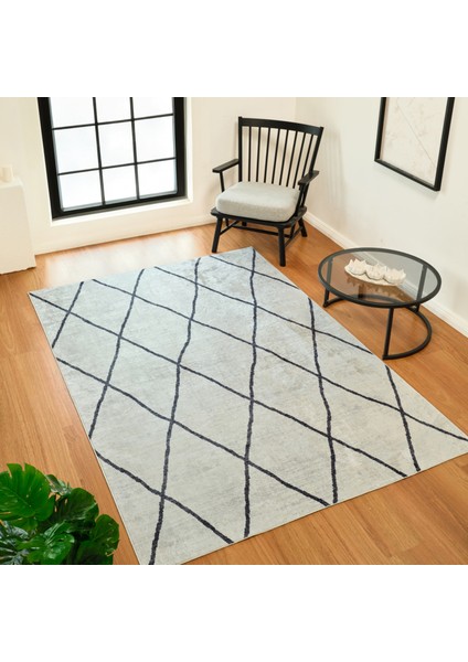 Sare By Kaşmir Halı Flis Yıkanabilir Kaymaz Taban 160X230 cm Salon Mutfak Halısı Yolluk Kilim