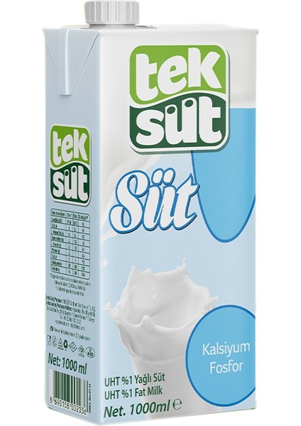 Süt 1 Lt %1 Yağlı x 6 Adet