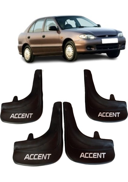 Hyundai Accent Yumurta Kasa Accent Yazılı 4'Lü Tozluk Çamurluk Paçalık