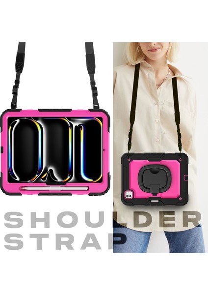 iPad Pro 11 (2024) El Kavrama Tekme Standı Kalem Yuvası Pc Silikon Kayış Tablet Kılıfı (Yurt Dışından) fırsatları