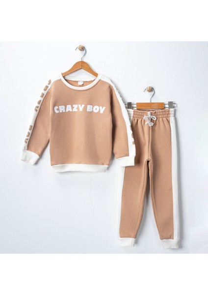 Erkek Çocuk Baskılı 3 Iplik Şardonlu Kalın Eşofman Takımı