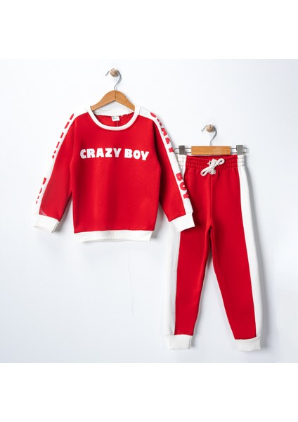 Erkek Çocuk Baskılı 3 Iplik Şardonlu Kalın Eşofman Takımı