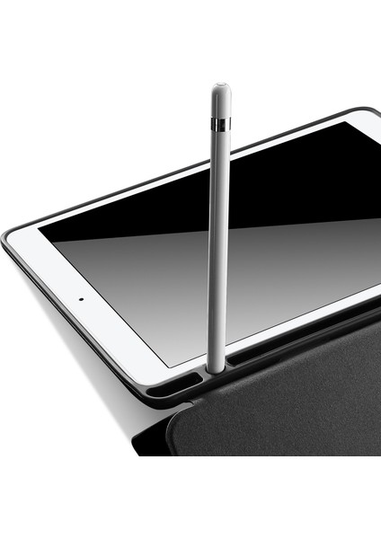 Üç Katlı Stand Folio Akıllı Kumaş Dokusu iPad Pro 12.9 (2017) Kalem Tutuculu Pu Deri Tablet Kılıfı (Yurt Dışından)