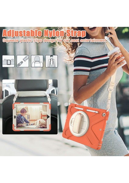 iPad 10.2 (2019 2020 2021) 360 Derece Dönebilen Tekme Standı Omuz AskısıEl Bandı Kayışı Ta mlı Living Coral Tablet Kılıfı (Yurt Dışından) indirimleri