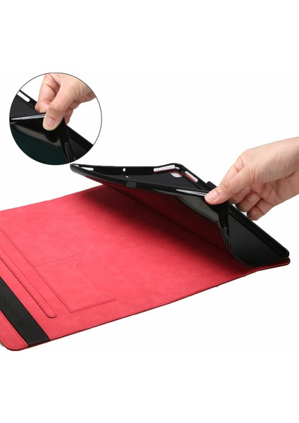 Eşkenar Dörtgen Baskı Ta mlı Deri Katlanır Folyo Stand iPad Mini (2021) Kart YuvalıElastik Bantlı (2021) Tablet Kılıfı (Yurt Dışından)