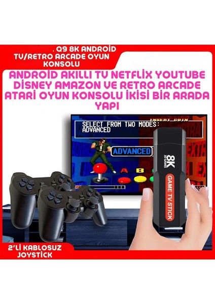 Q9 10000+ Retro Arcade Oyun Konsolu & 8k Ultra Hd Android Tv Box Netflix Youtube Google Uyumlu