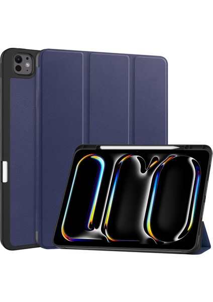 iPad Pro 13 (2024) Kalem Yuvalı Stand Deri Tablet Kılıfı (Yurt Dışından)