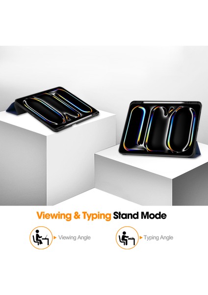 iPad Pro 13 (2024) Kalem Yuvalı Stand Deri Tablet Kılıfı (Yurt Dışından)
