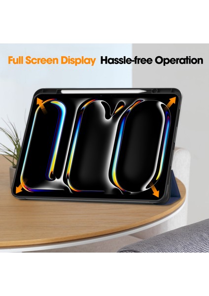 iPad Pro 13 (2024) Kalem Yuvalı Stand Deri Tablet Kılıfı (Yurt Dışından)