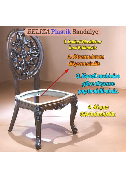 Begonya Sert Plastik Ahşap Koltuk Bahçe Balkon Mutfak Yemek Masası Sandalyesi modelleri