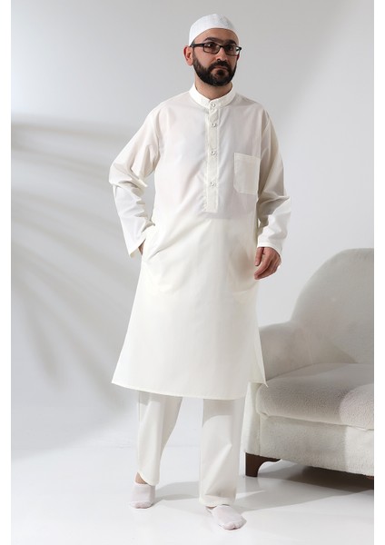 Erkek Hac ve Umre Kıyafeti Ikili Alt Üst Afgan Takım Beyaz fiyatları