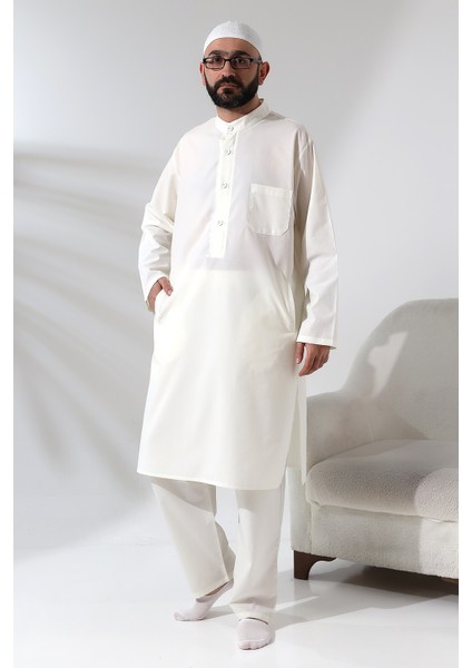 Erkek Hac ve Umre Kıyafeti Ikili Alt Üst Afgan Takım Beyaz modelleri