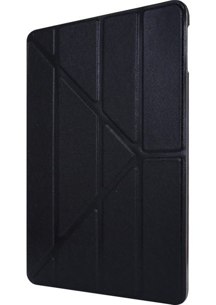 Origami Standlı Ipek Dokulu Deri Akıllı iPad Air 13 (2024) SIYAH Tablet Kılıfı (Yurt Dışından)