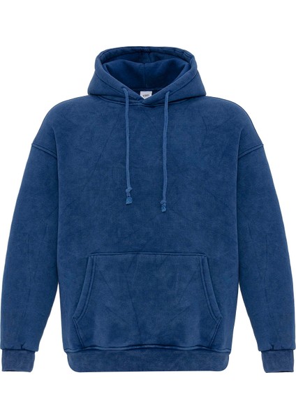 Basıc Yıkamalı Oversıze Sweatshırt Indigo